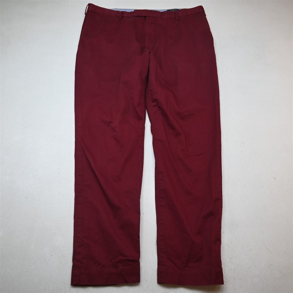 Polo Ralph Lauren 40x32 Dark Red Strech Slim Recent Chino Mens Pants